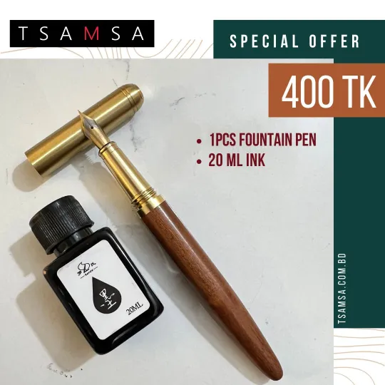 Wooden Fountain pen With 20ML ink